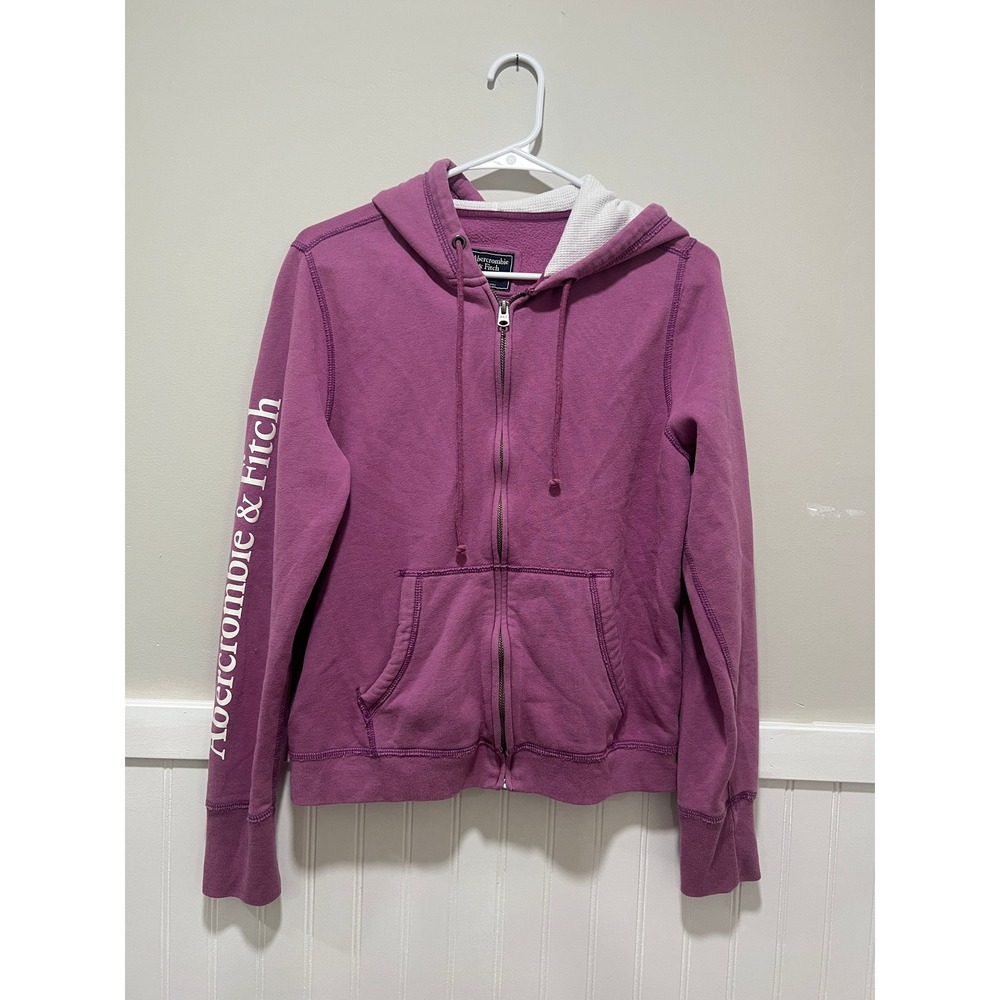 Abercrombie & Fitch Full Zip Hoodie Purple Y2K Loungewear Casual Women Sz Medium